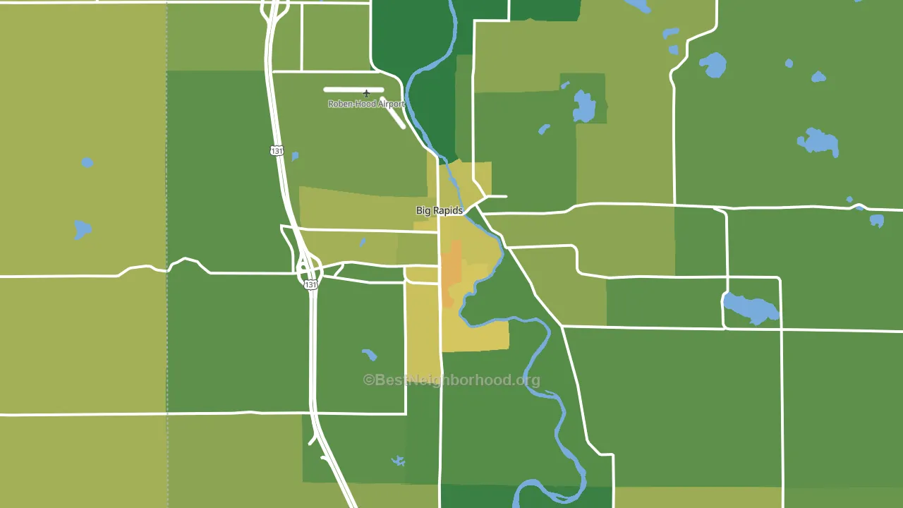 Big Rapids, MI block-group voter-turnout map