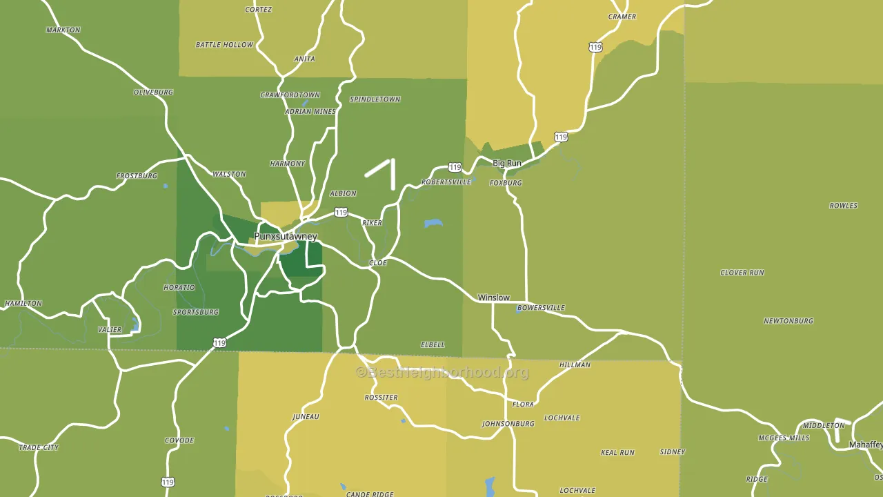 Big Run, PA block-group voter-turnout map
