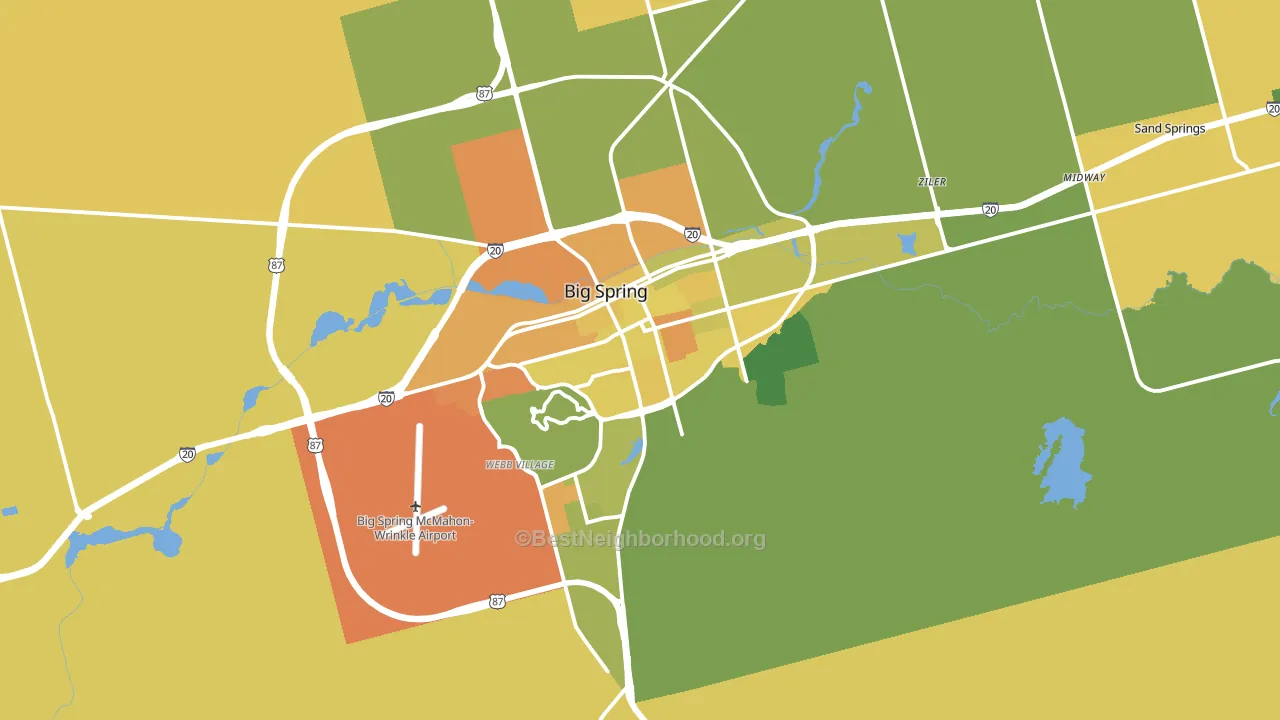 Big Spring, TX block-group voter-turnout map