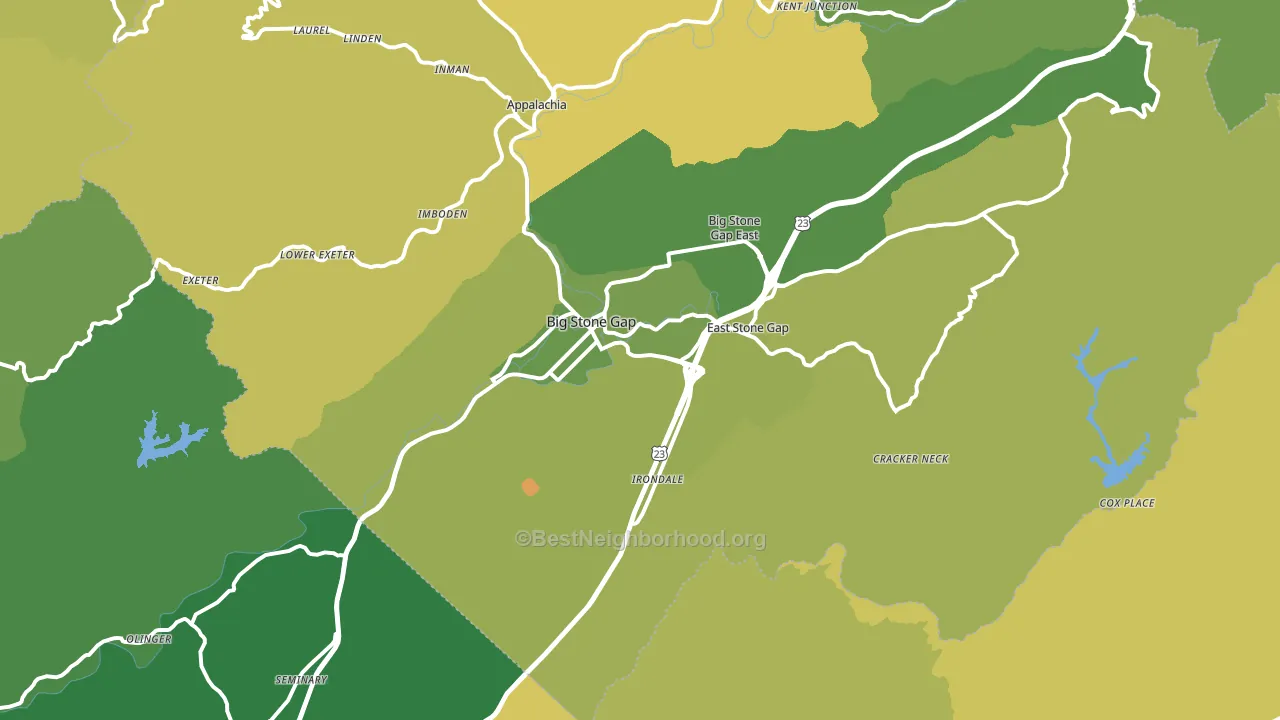 Big Stone Gap, VA block-group voter-turnout map