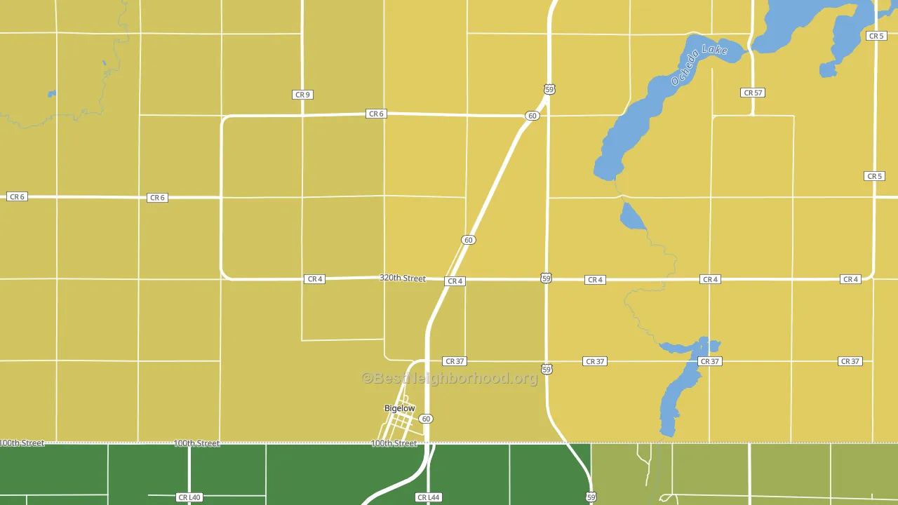 Bigelow, MN block-group voter-turnout map