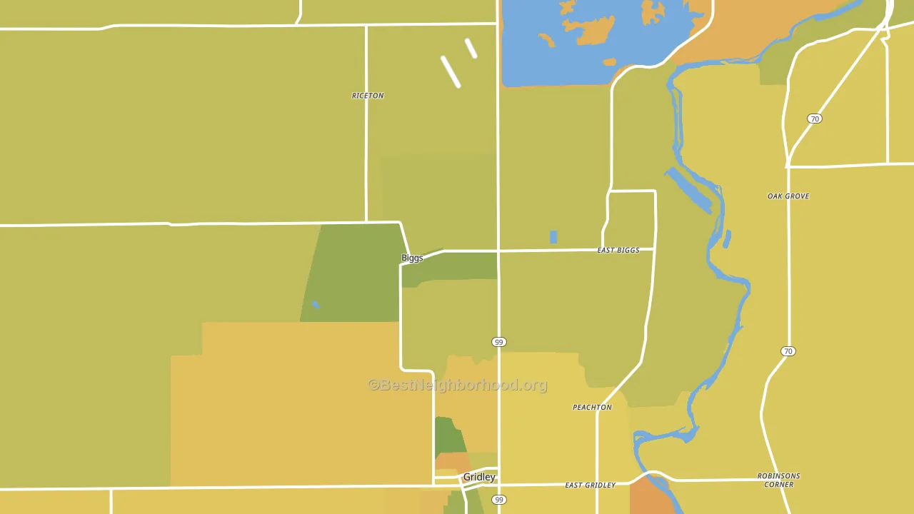 Biggs, CA block-group voter-turnout map