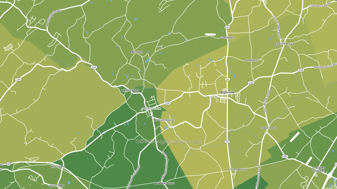 Biglerville, PA block-group voter-turnout map