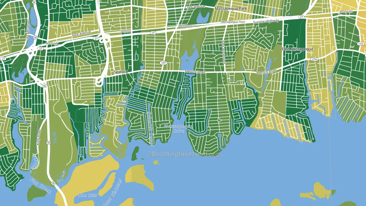 Biltmore Shores, Massapequa, NY block-group voter-turnout map