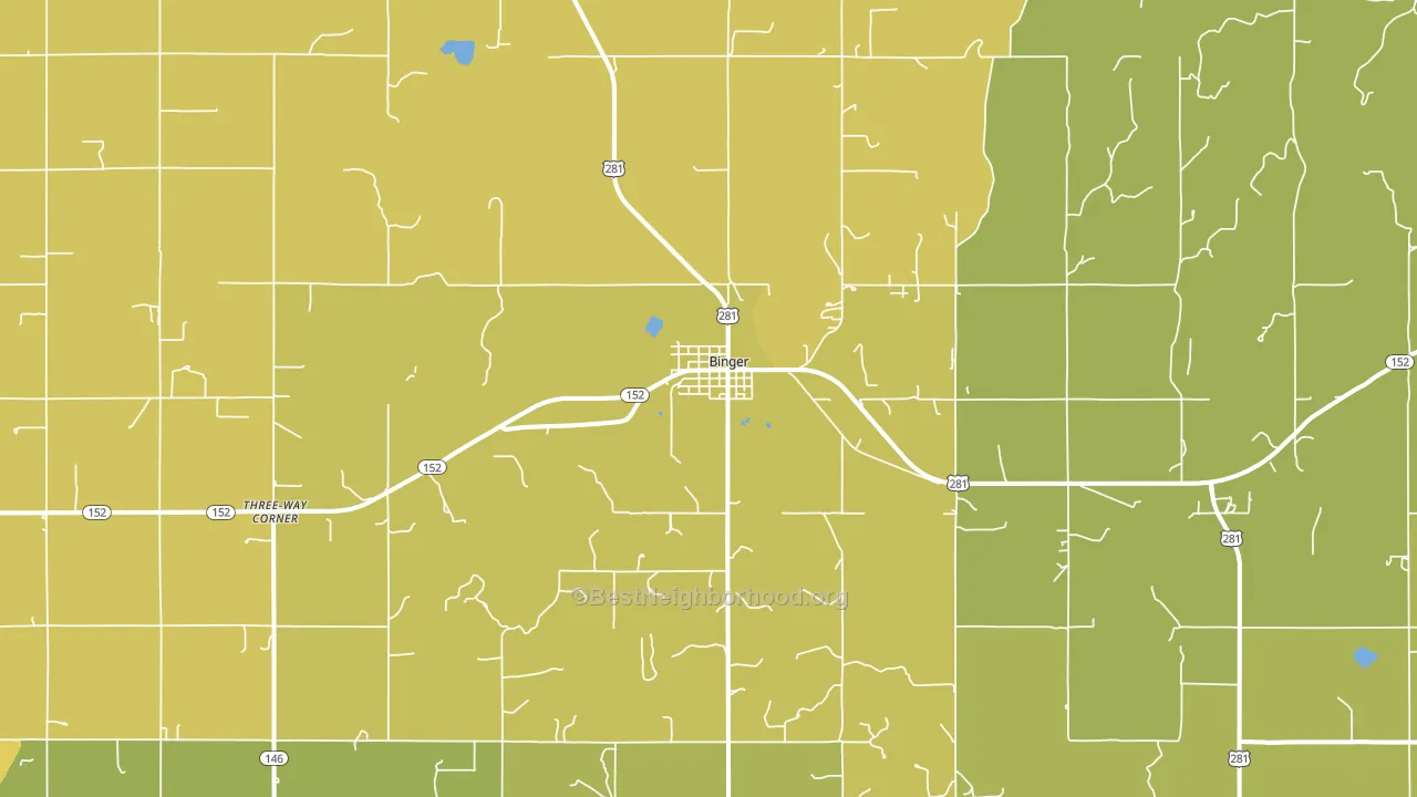 Binger, OK block-group voter-turnout map