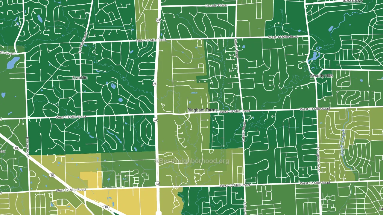 Bingham Farms, MI block-group voter-turnout map