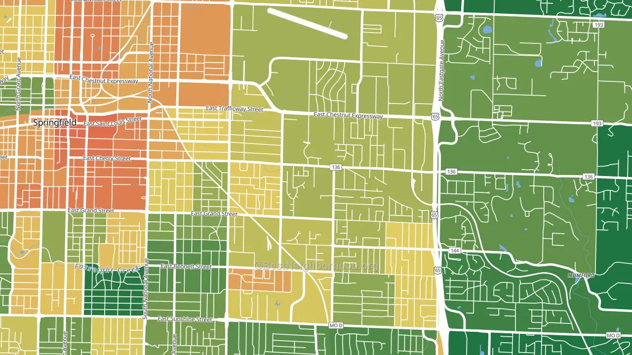Bingham, Springfield, MO block-group voter-turnout map