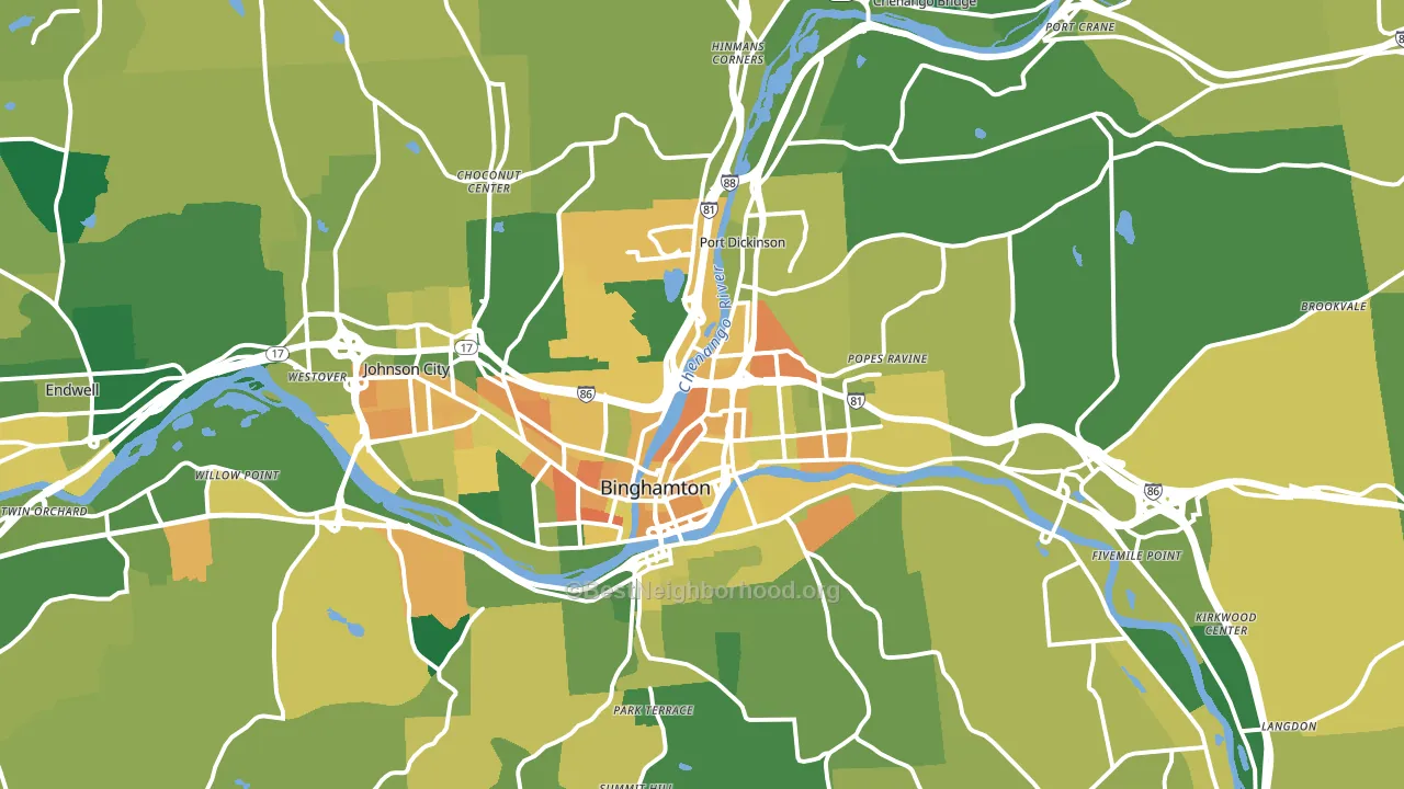 Binghamton, NY block-group voter-turnout map