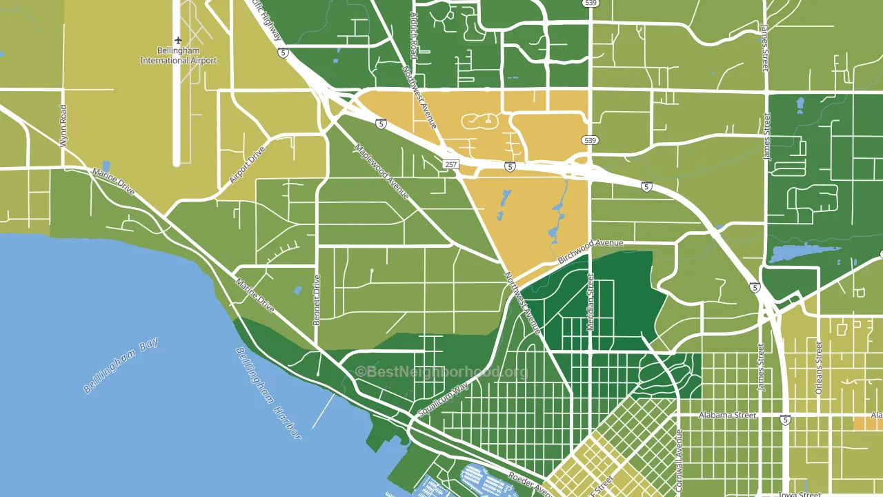 Birchwood, Bellingham, WA block-group voter-turnout map