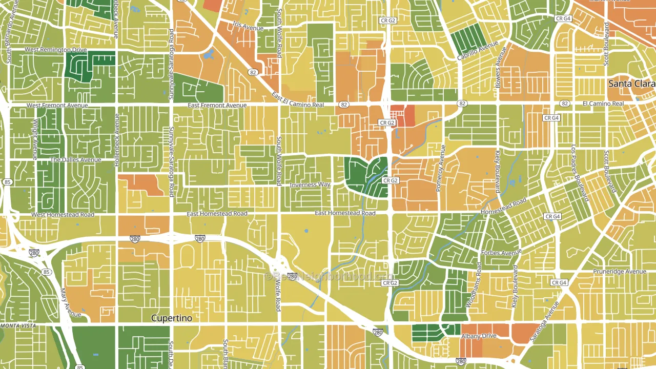 Birdland Neighbors, Sunnyvale, CA block-group voter-turnout map