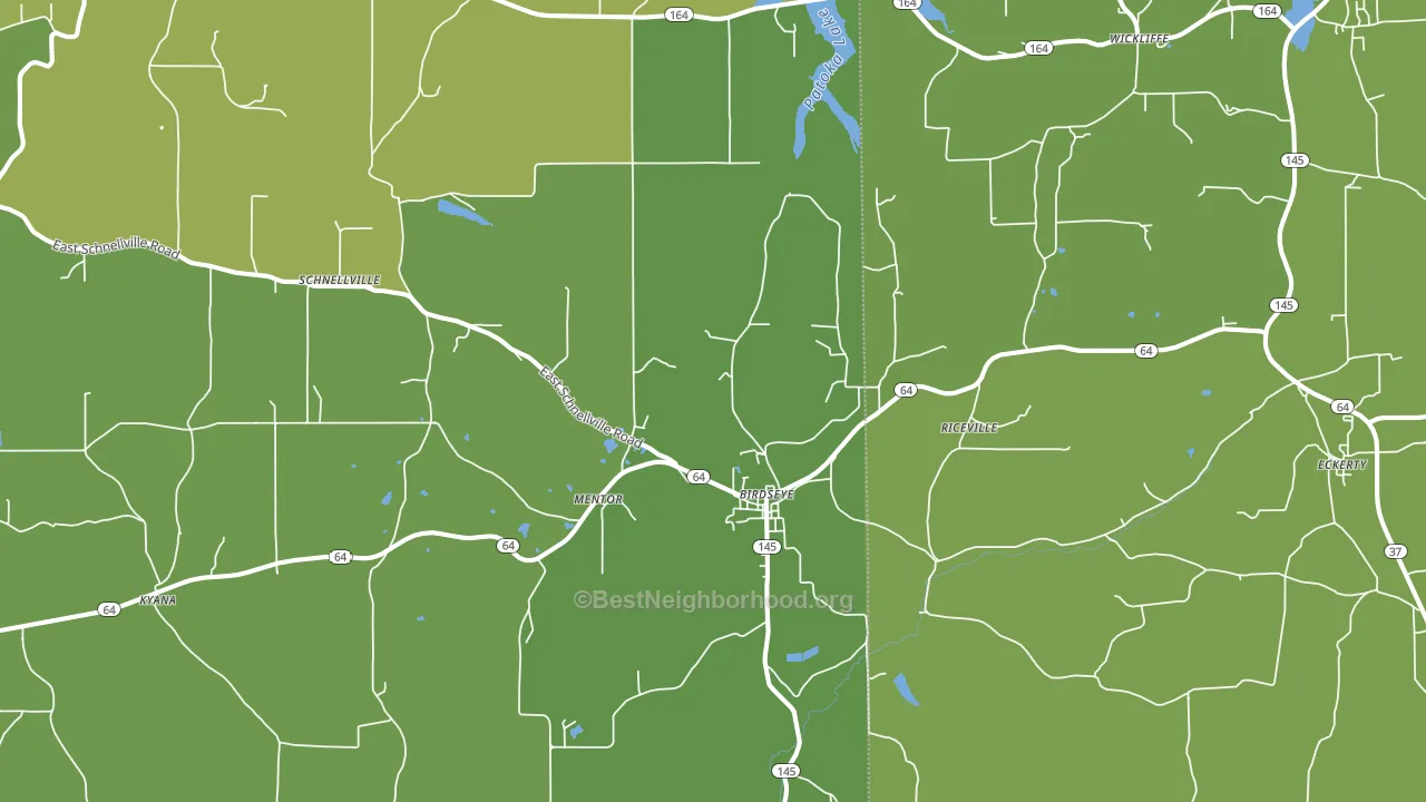 Birdseye, IN block-group voter-turnout map