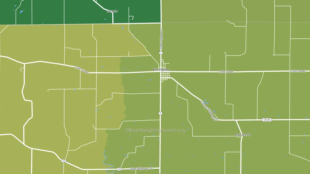 Birmingham, IA block-group voter-turnout map