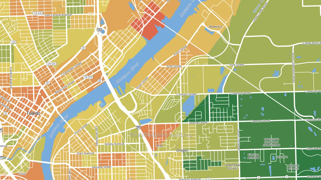 Birmingham, Toledo, OH block-group voter-turnout map