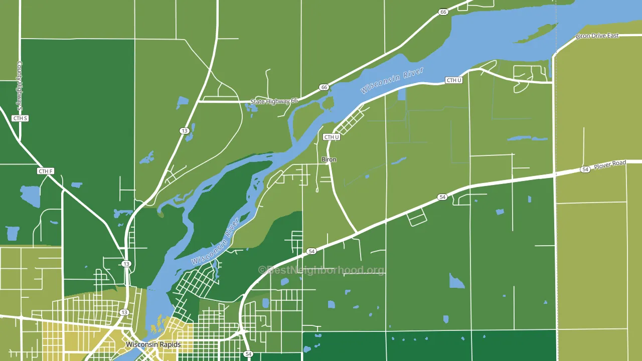 Biron, WI block-group voter-turnout map