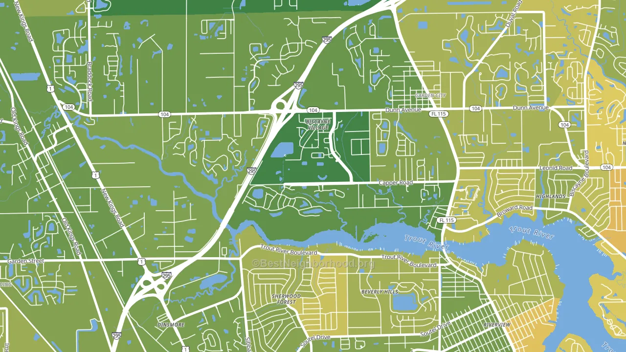 Biscayne Terrace, Jacksonville, FL block-group voter-turnout map