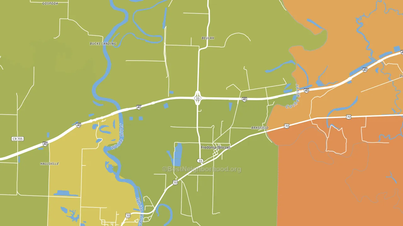 Biscoe, AR block-group voter-turnout map