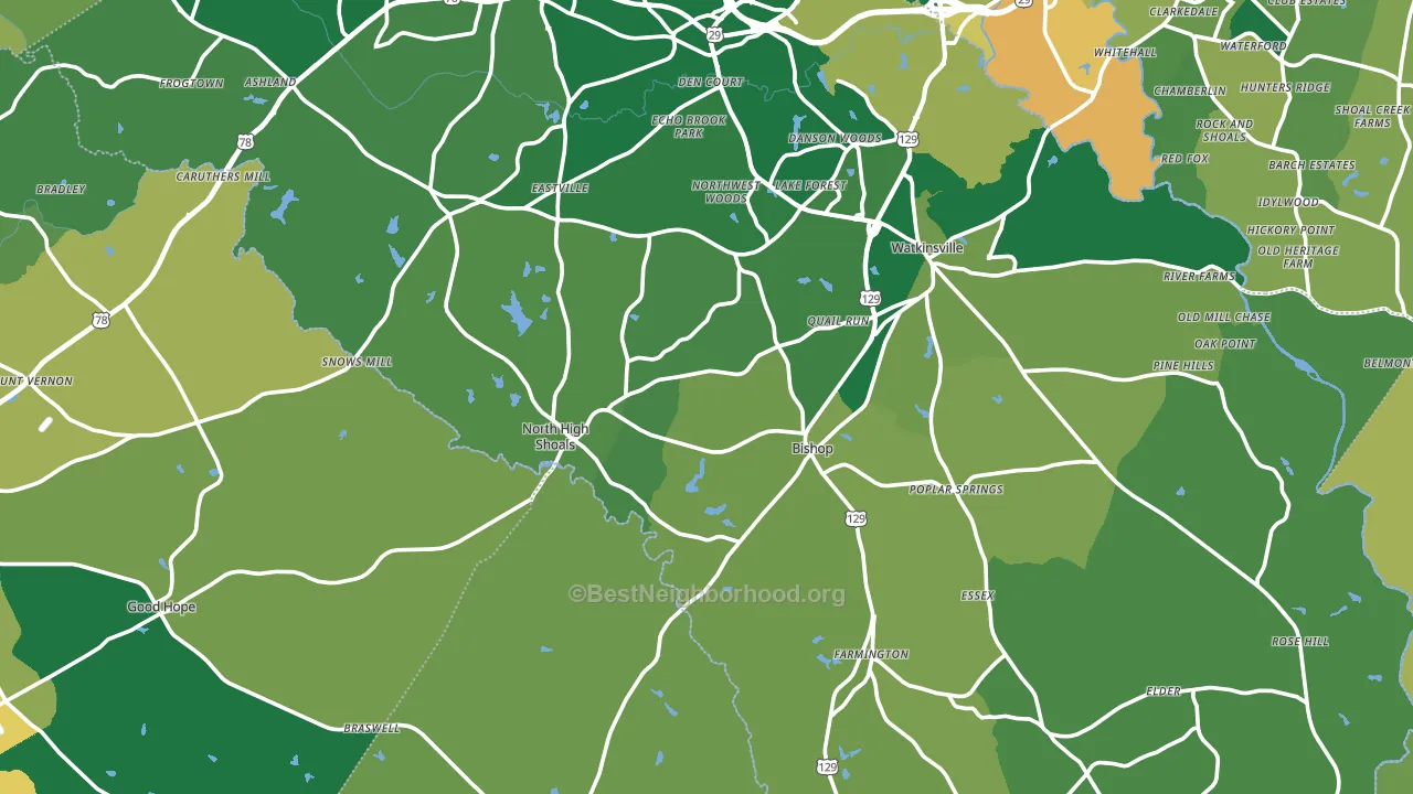 Bishop, GA block-group voter-turnout map