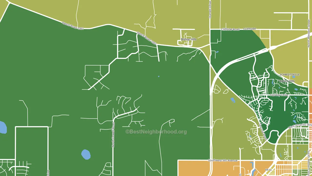 Bishop Hills, TX block-group voter-turnout map