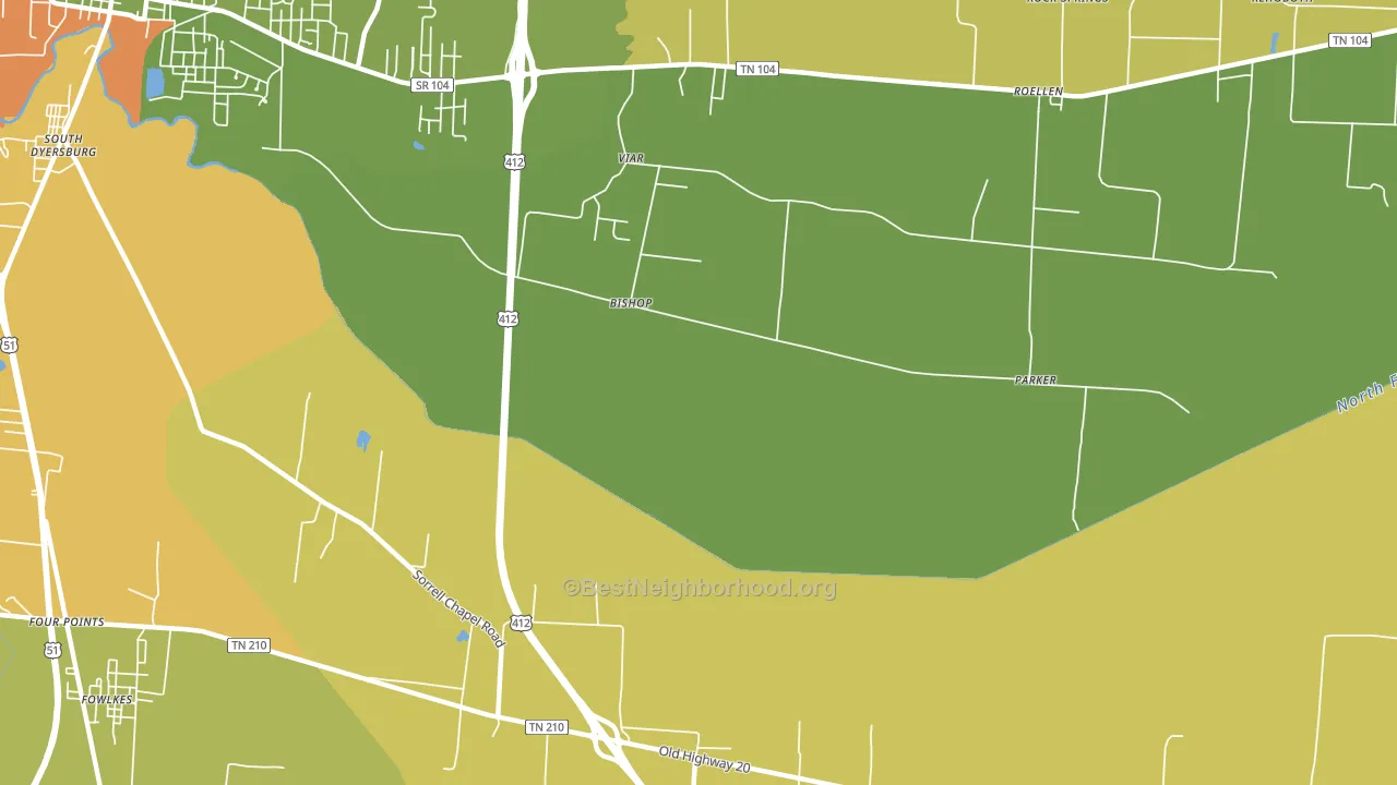 Bishop, TN block-group voter-turnout map