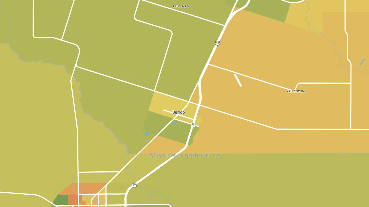 Bishop, TX block-group voter-turnout map