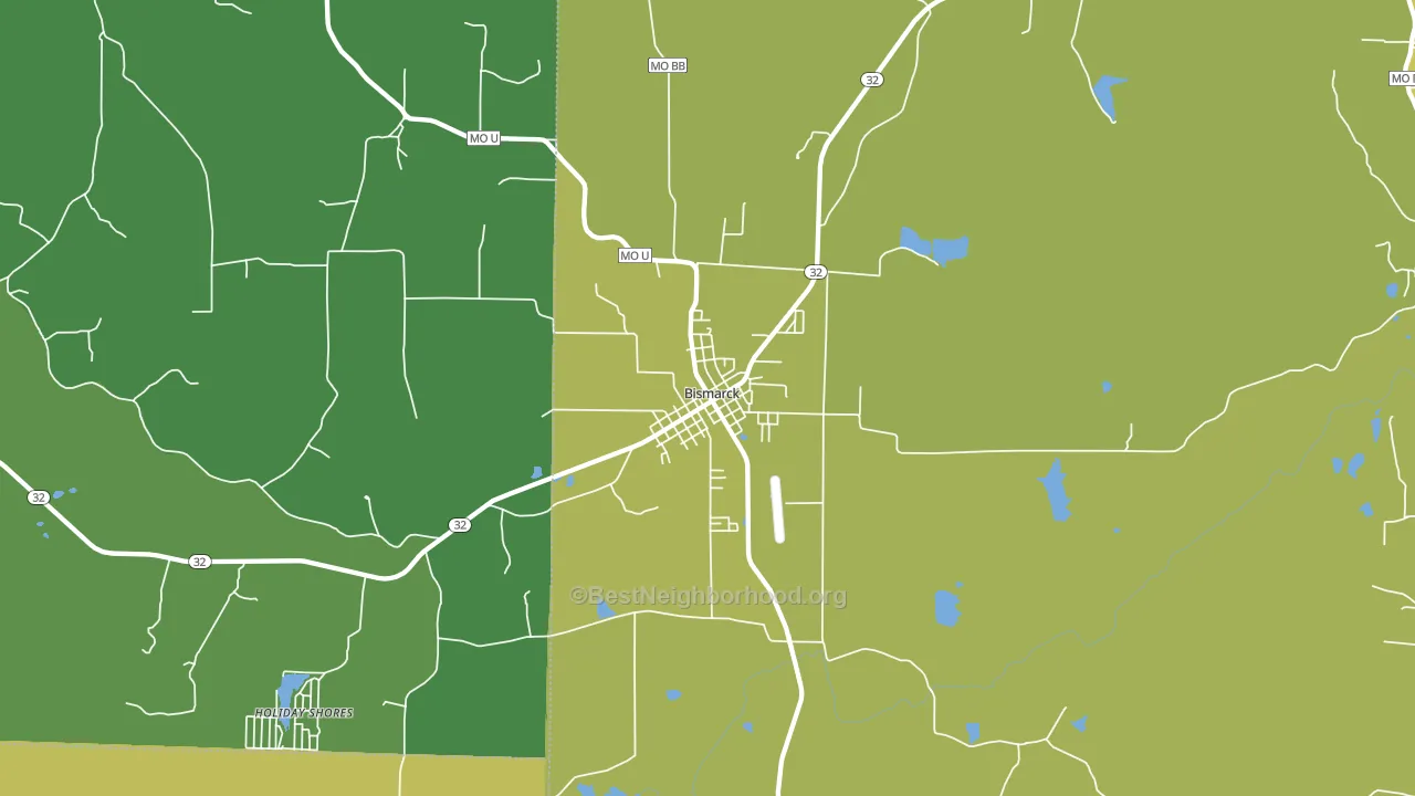 Bismarck, MO block-group voter-turnout map