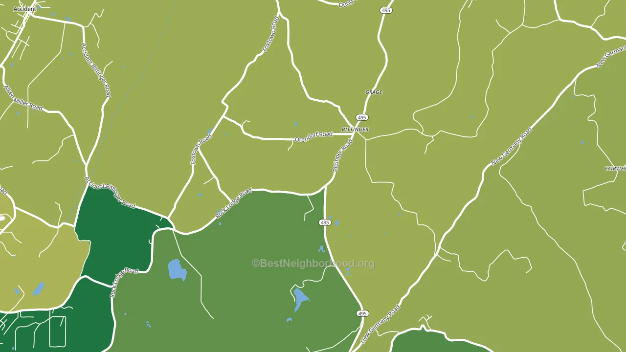 Bittinger, MD block-group voter-turnout map