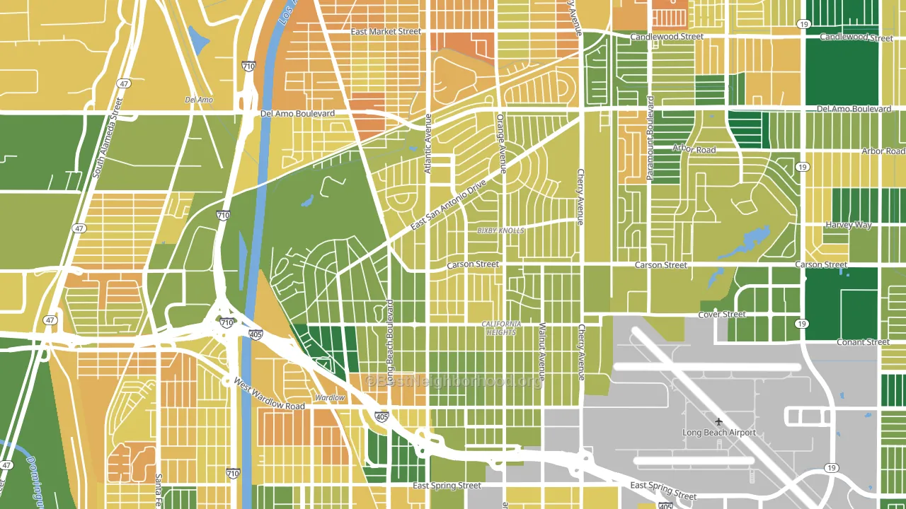 Bixby Knolls, Long Beach, CA block-group voter-turnout map
