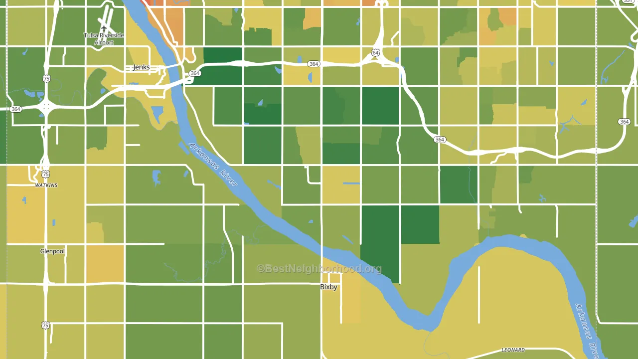 Bixby, OK block-group voter-turnout map