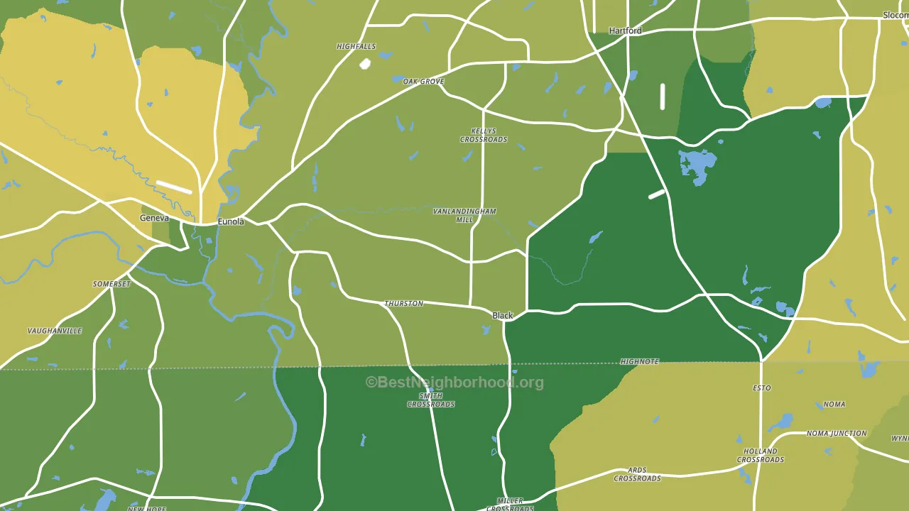 Black, AL block-group voter-turnout map
