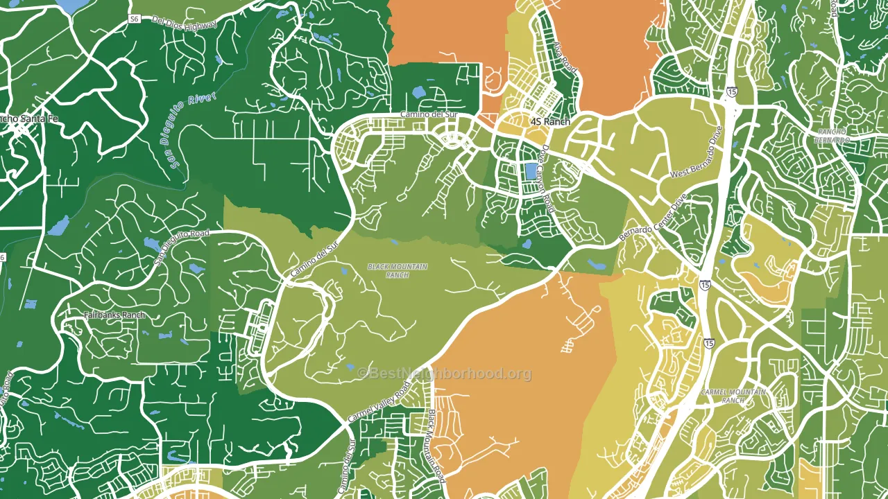 Black Mountain Ranch, San Diego, CA block-group voter-turnout map