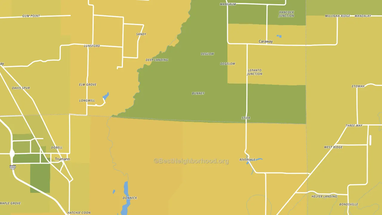 Black Oak, AR block-group voter-turnout map