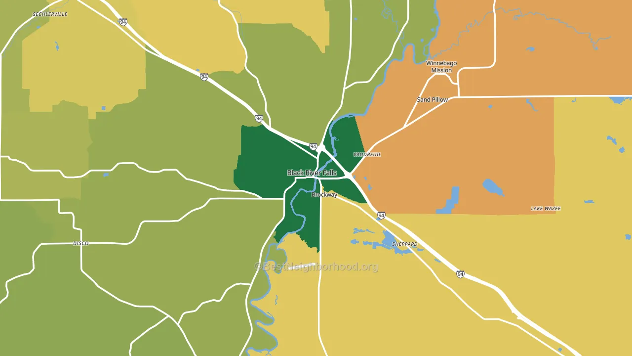 Black River Falls, WI block-group voter-turnout map