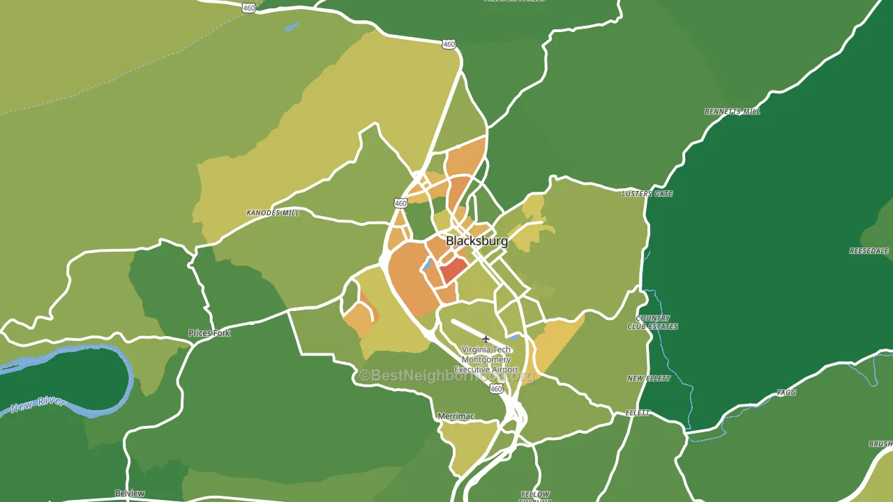 Blacksburg, VA block-group voter-turnout map