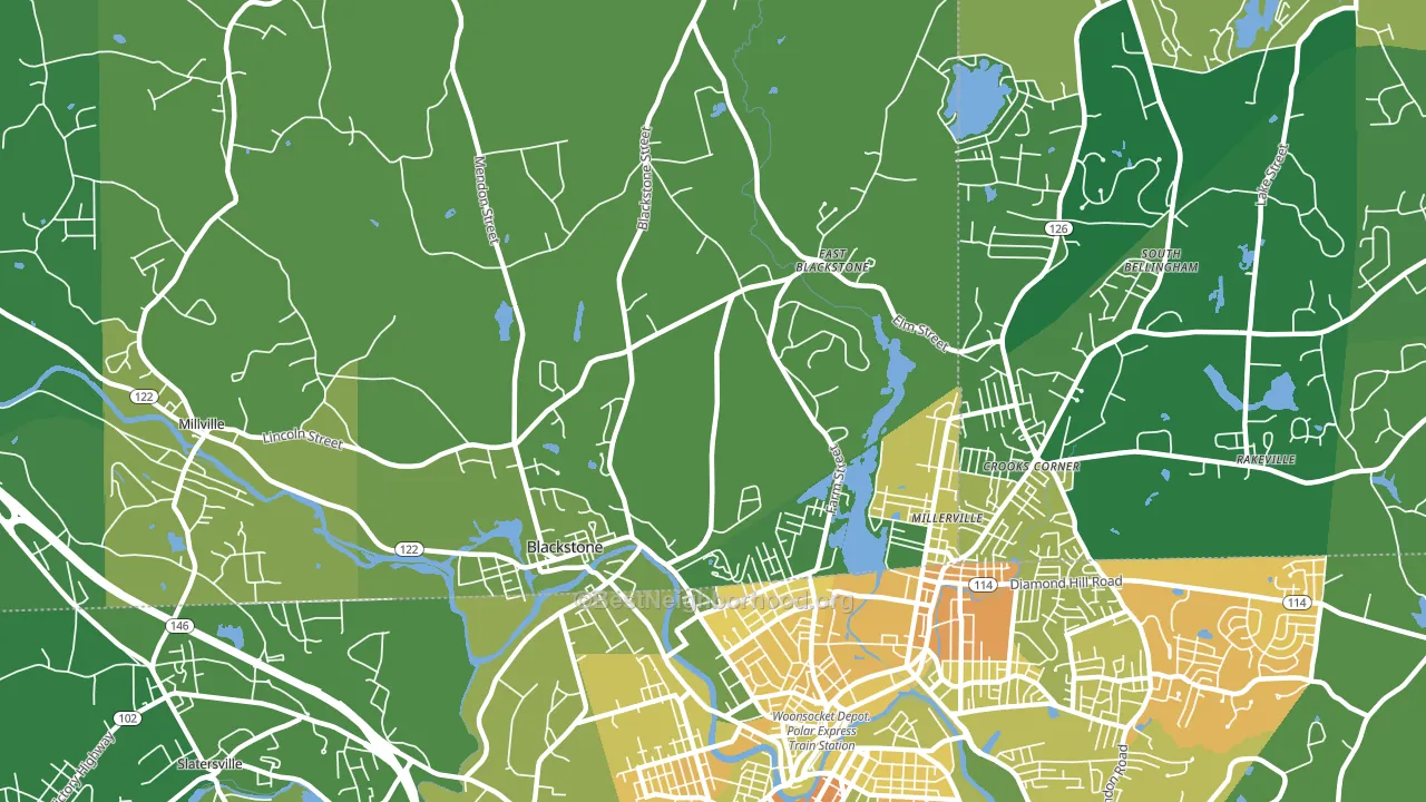 Blackstone, MA block-group voter-turnout map