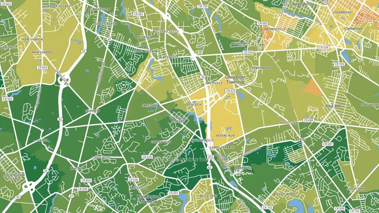 Blackwood, NJ block-group voter-turnout map