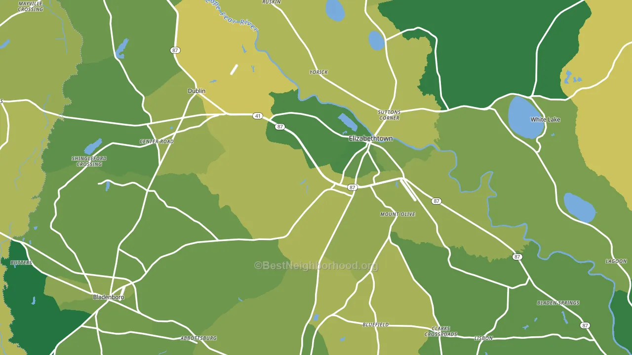 Bladen County, NC block-group voter-turnout map