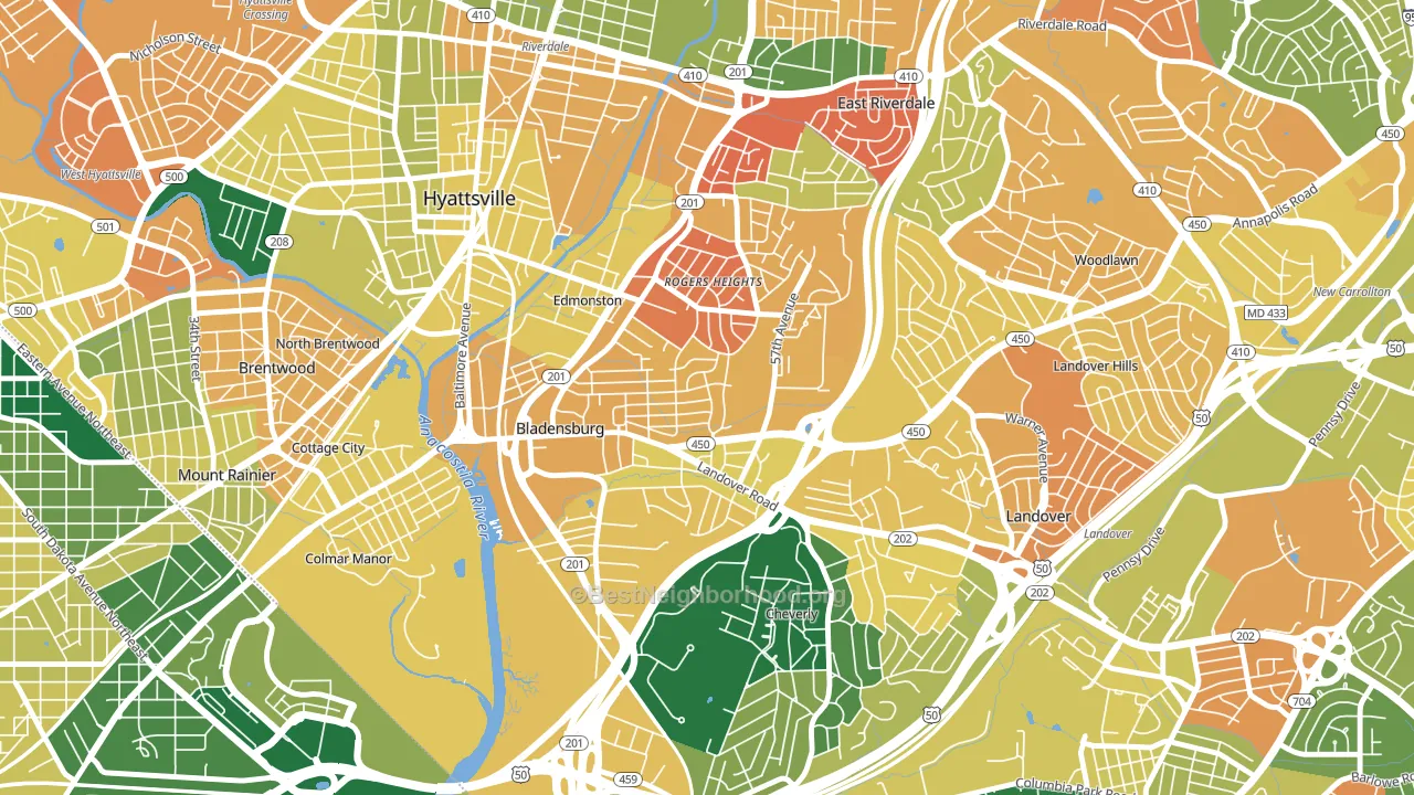 Bladensburg, MD block-group voter-turnout map