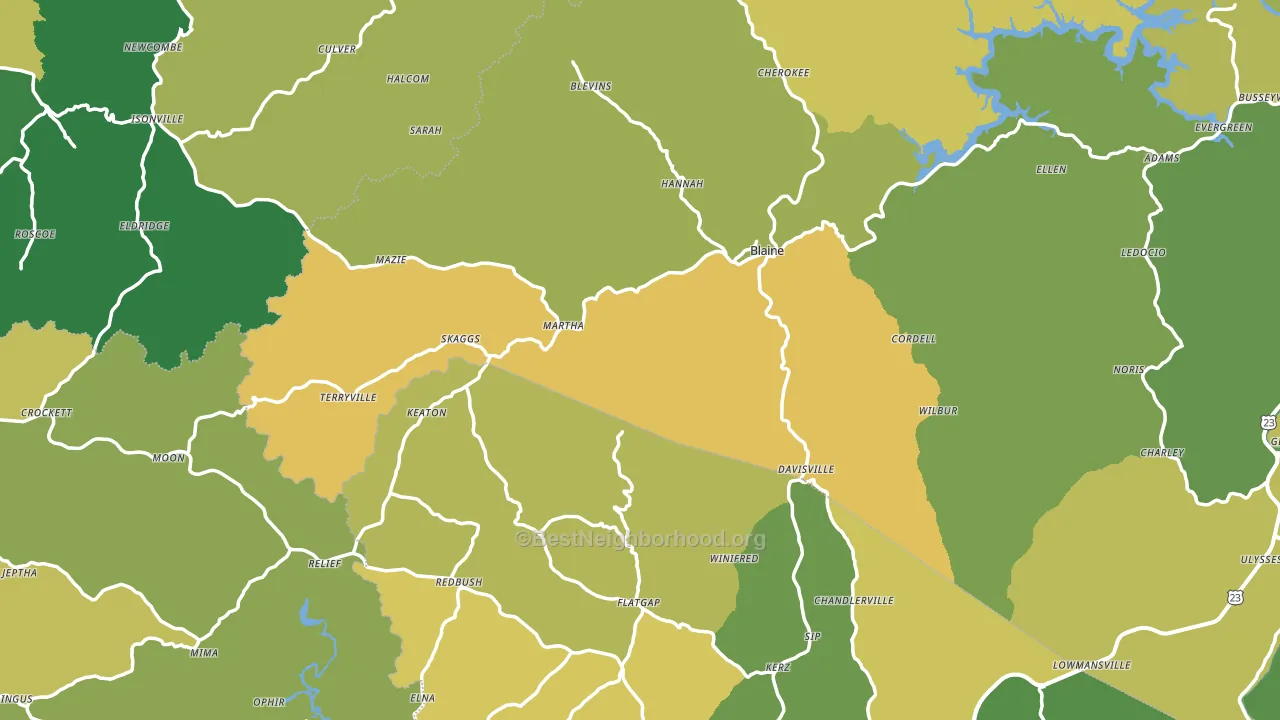 Blaine, KY block-group voter-turnout map