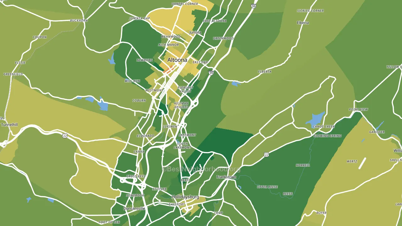 Blair County, PA block-group voter-turnout map