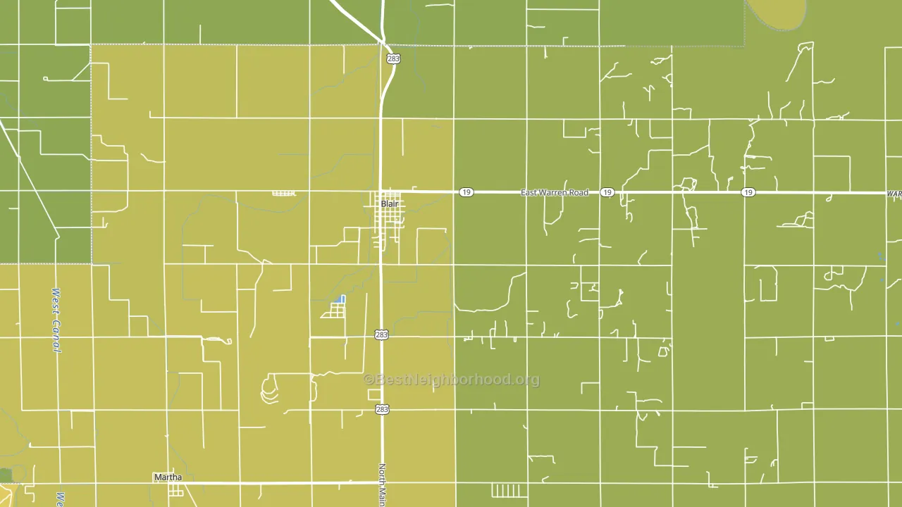 Blair, OK block-group voter-turnout map