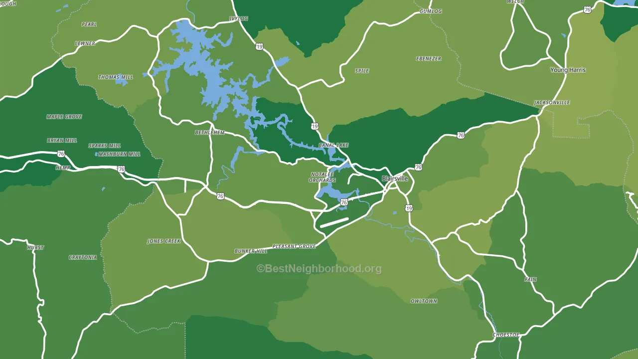 Blairsville, GA block-group voter-turnout map