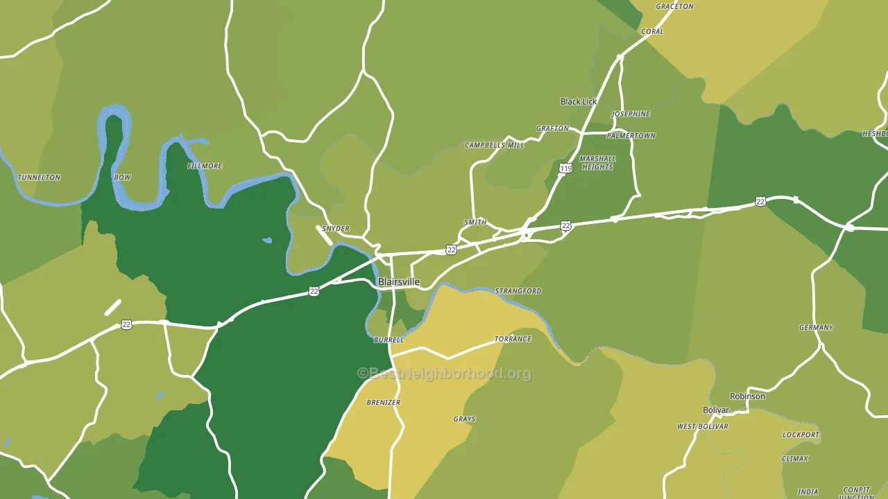 Blairsville, PA block-group voter-turnout map