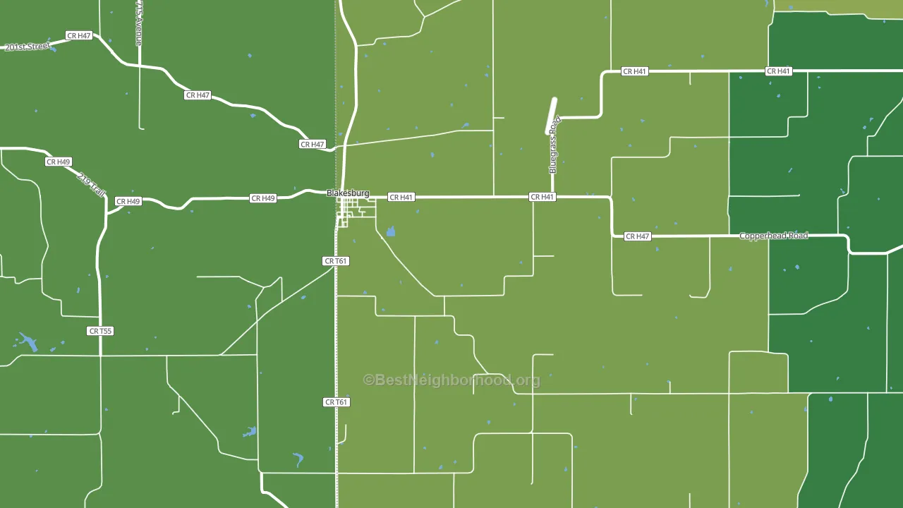 Blakesburg, IA block-group voter-turnout map