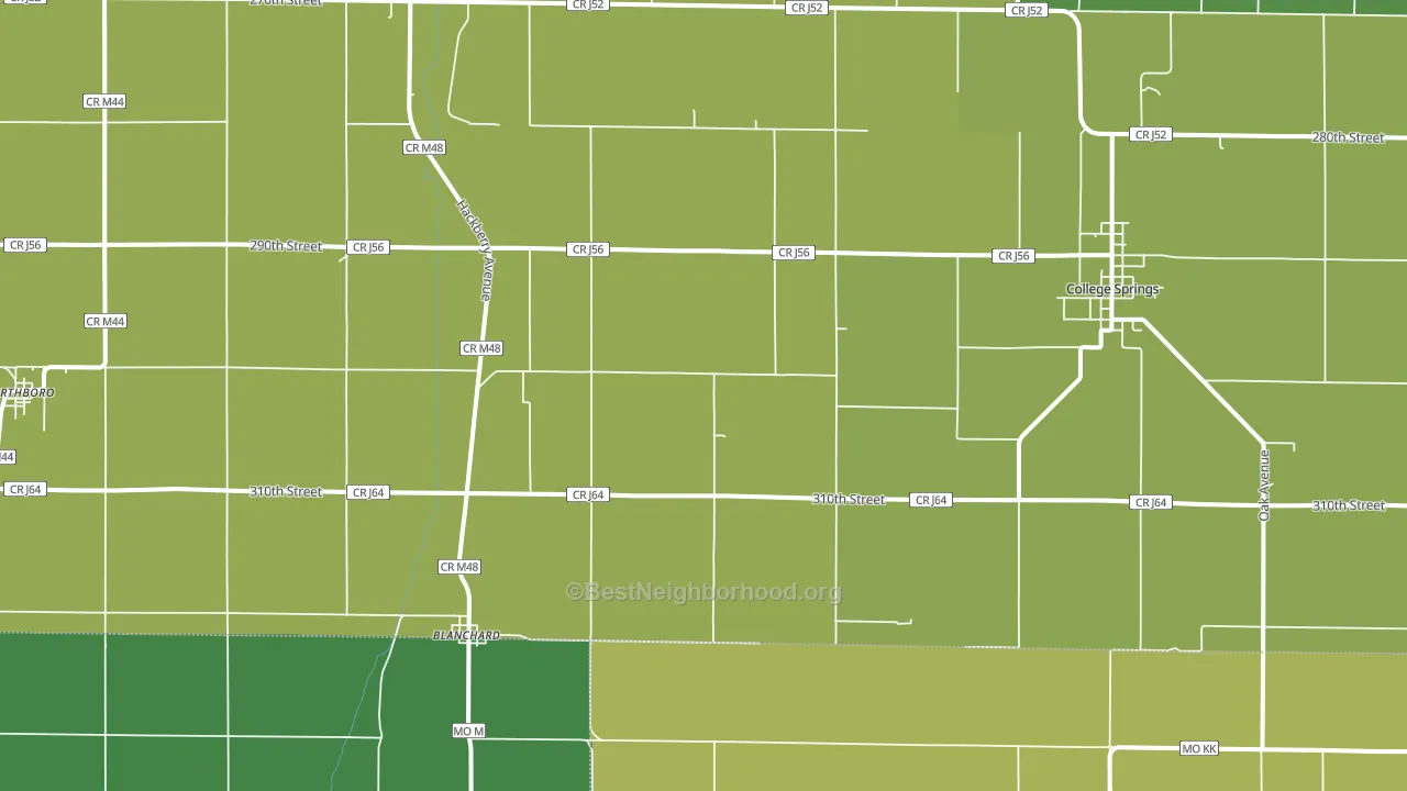 Blanchard, IA block-group voter-turnout map