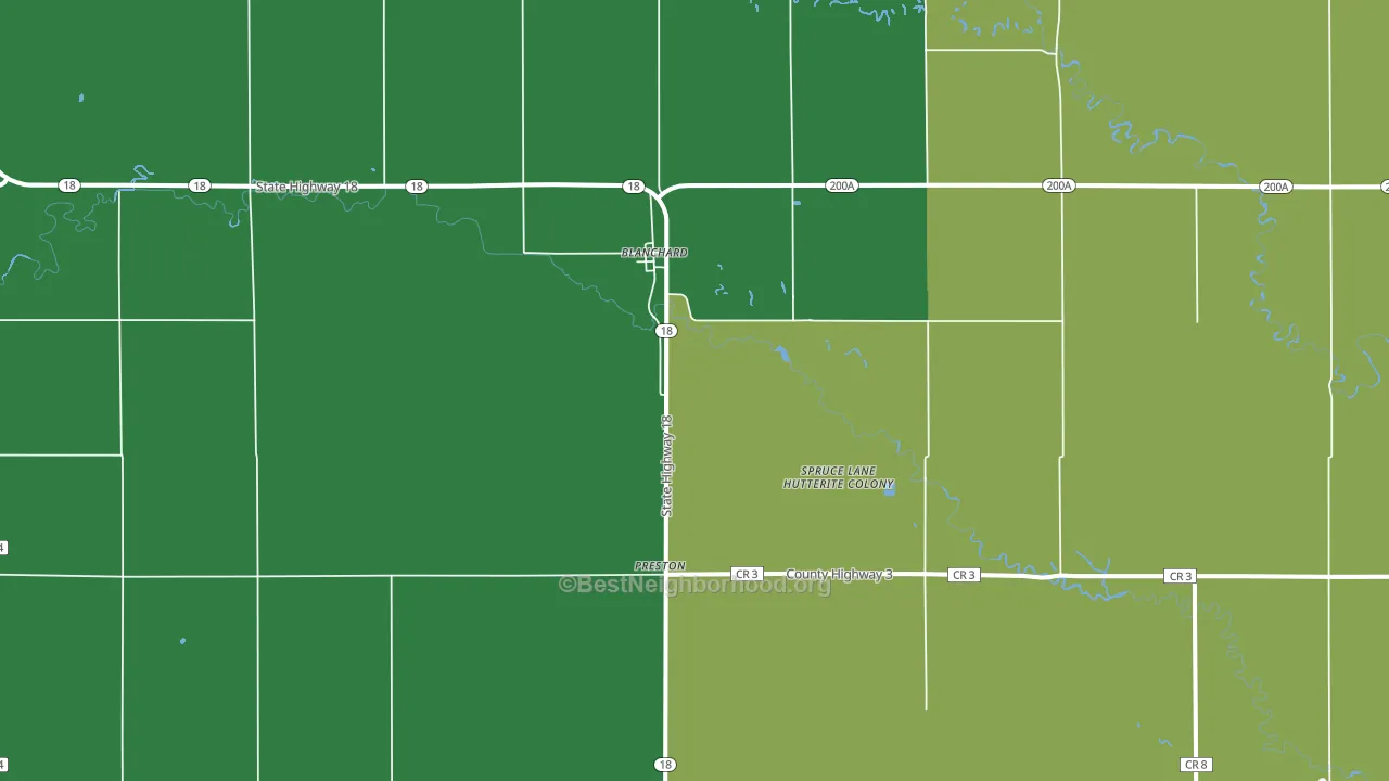 Blanchard, ND block-group voter-turnout map