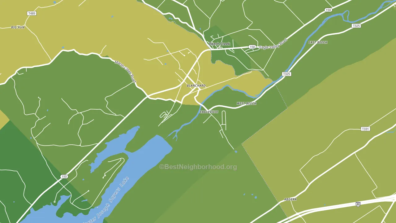 Blanchard, PA block-group voter-turnout map