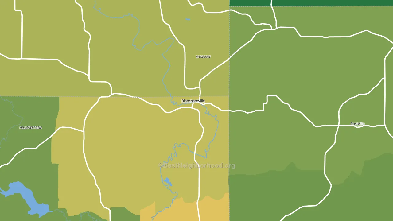 Blanchardville, WI block-group voter-turnout map