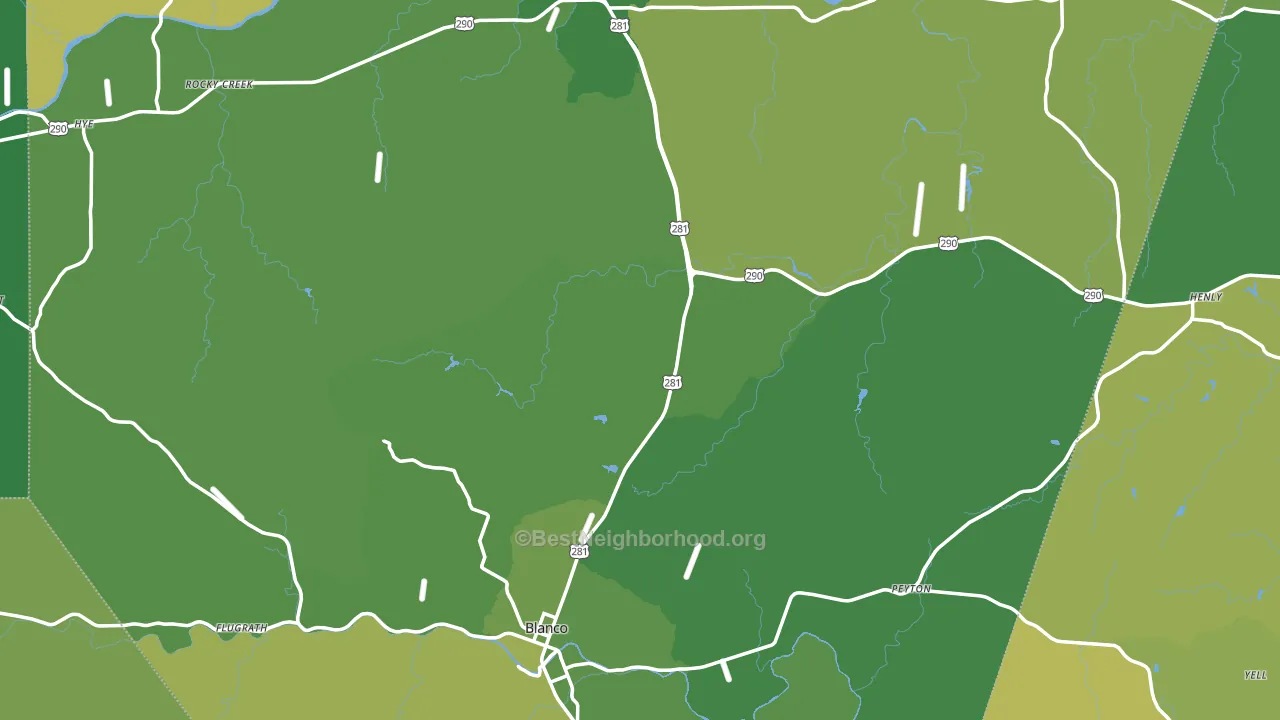 Blanco County, TX block-group voter-turnout map