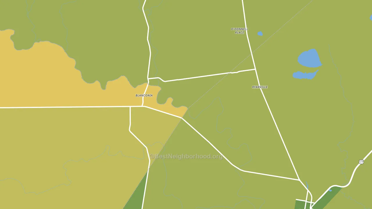 Blanconia, TX block-group voter-turnout map