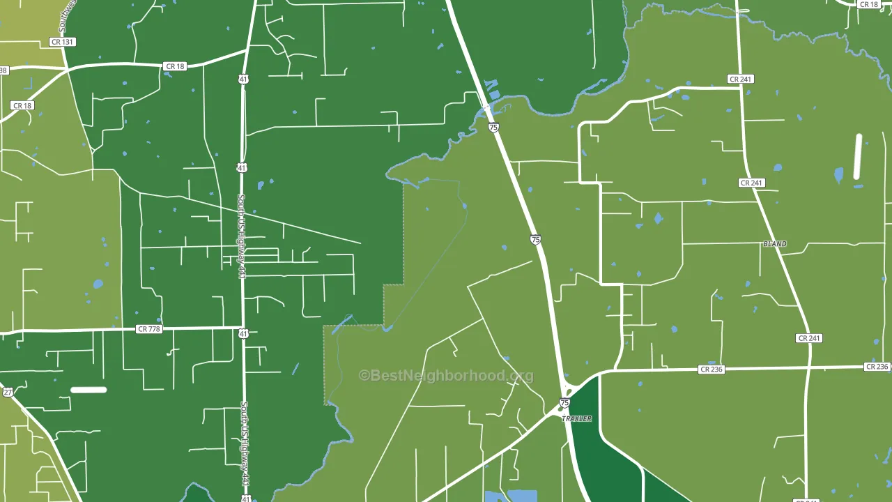 Bland, FL block-group voter-turnout map